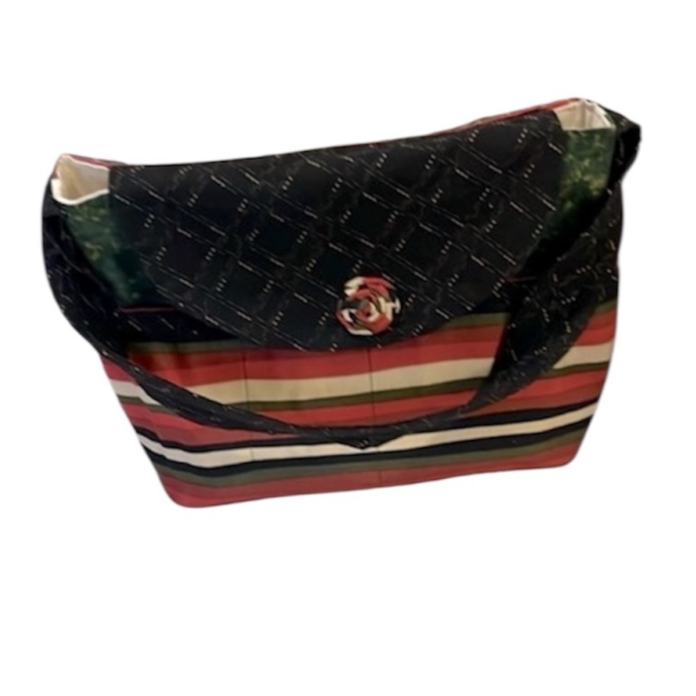 Unique Vintage Handmade Striped Boho Casual Fabric Shoulder Laptop Purse Bag